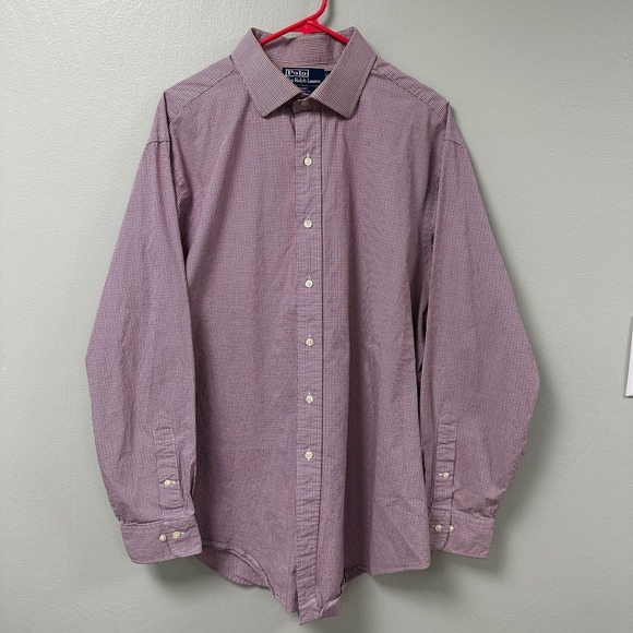 Polo by Ralph Lauren Other - Polo Ralph Lauren Regent Classic Fit Shirt Mens 17.5 34/35 Red Blue Micro Check